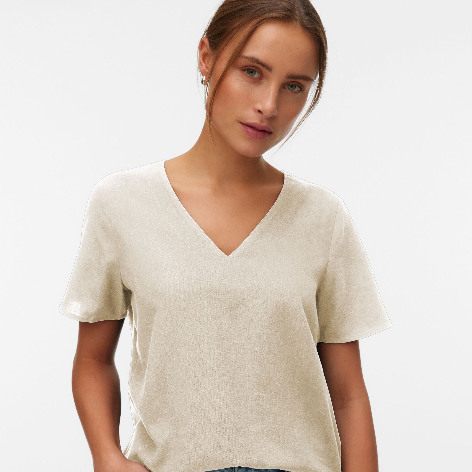 Vero Moda Milo V-Neck Linen Blend Top