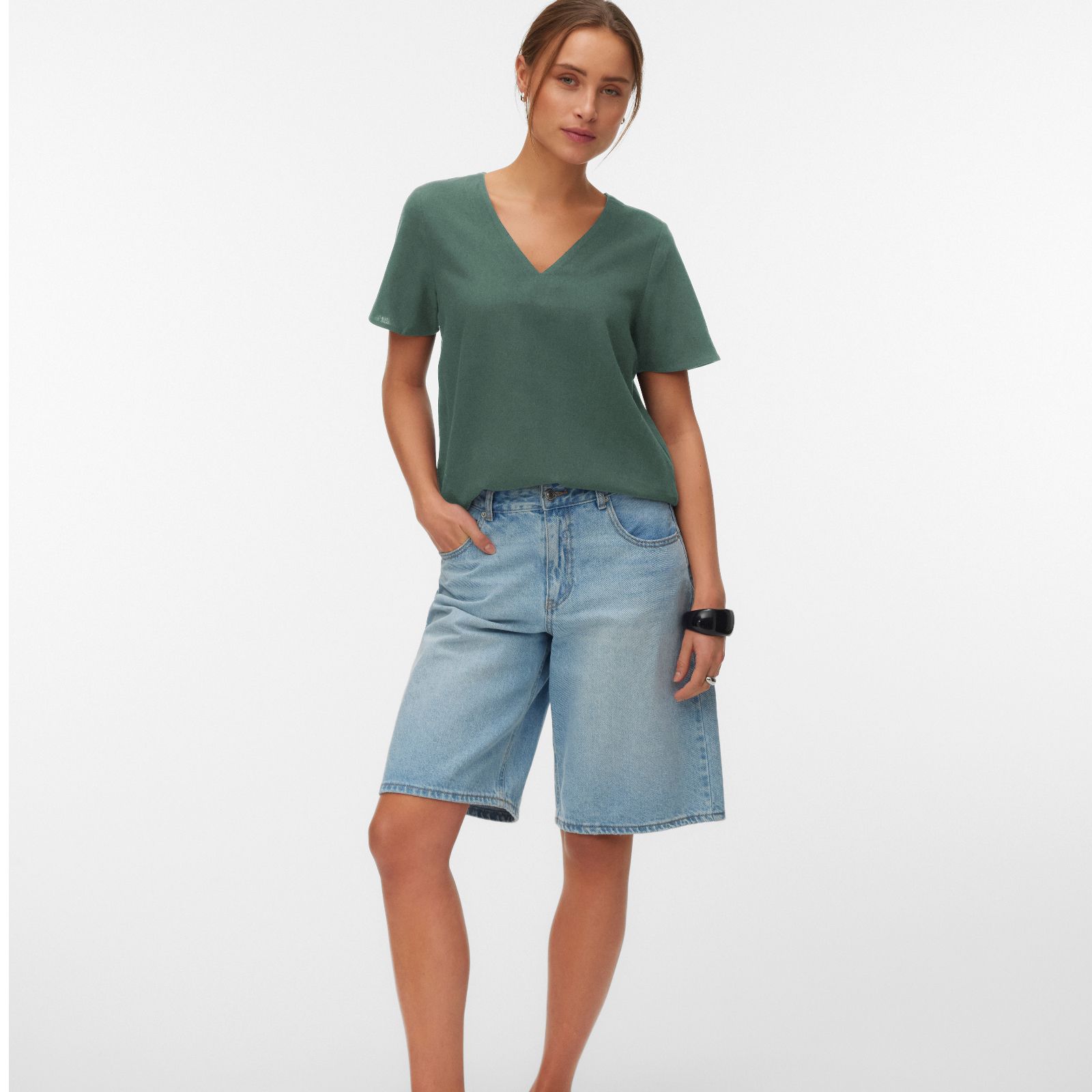 Vero Moda Milo V-Neck Linen Blend Top