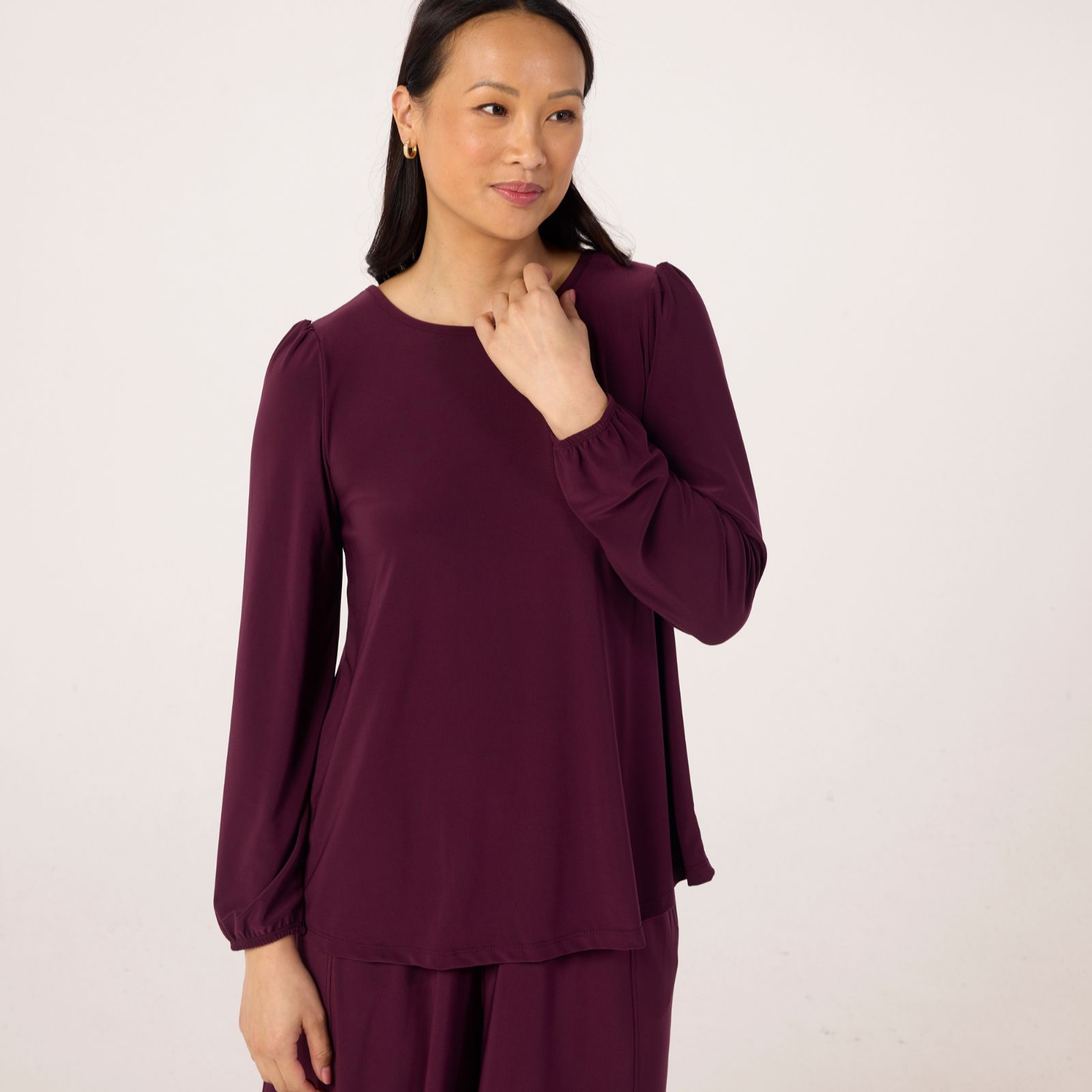 Kim & Co Brazil Jersey Blouson Sleeve Tulip Hem Top