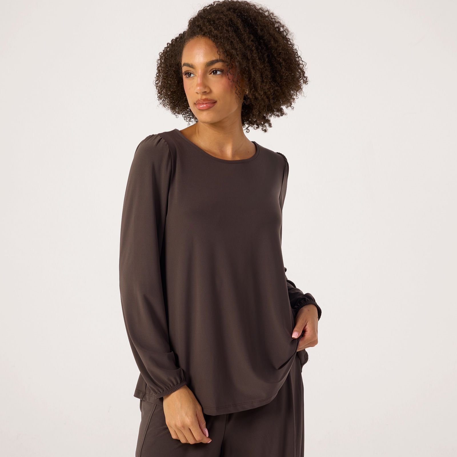 Kim & Co Brazil Jersey Blouson Sleeve Tulip Hem Top