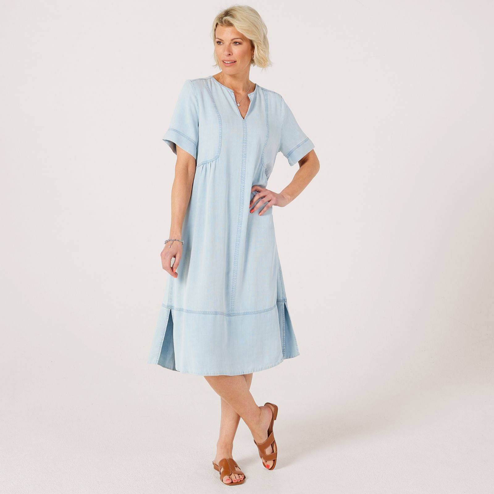 Masai Copenhagen Namiel Denim Short Sleeve Midi Dress Standard Length