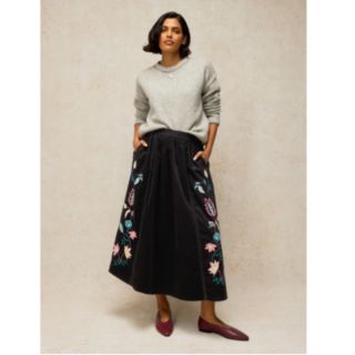 White Stuff Wren Embroidered Cord Skirt