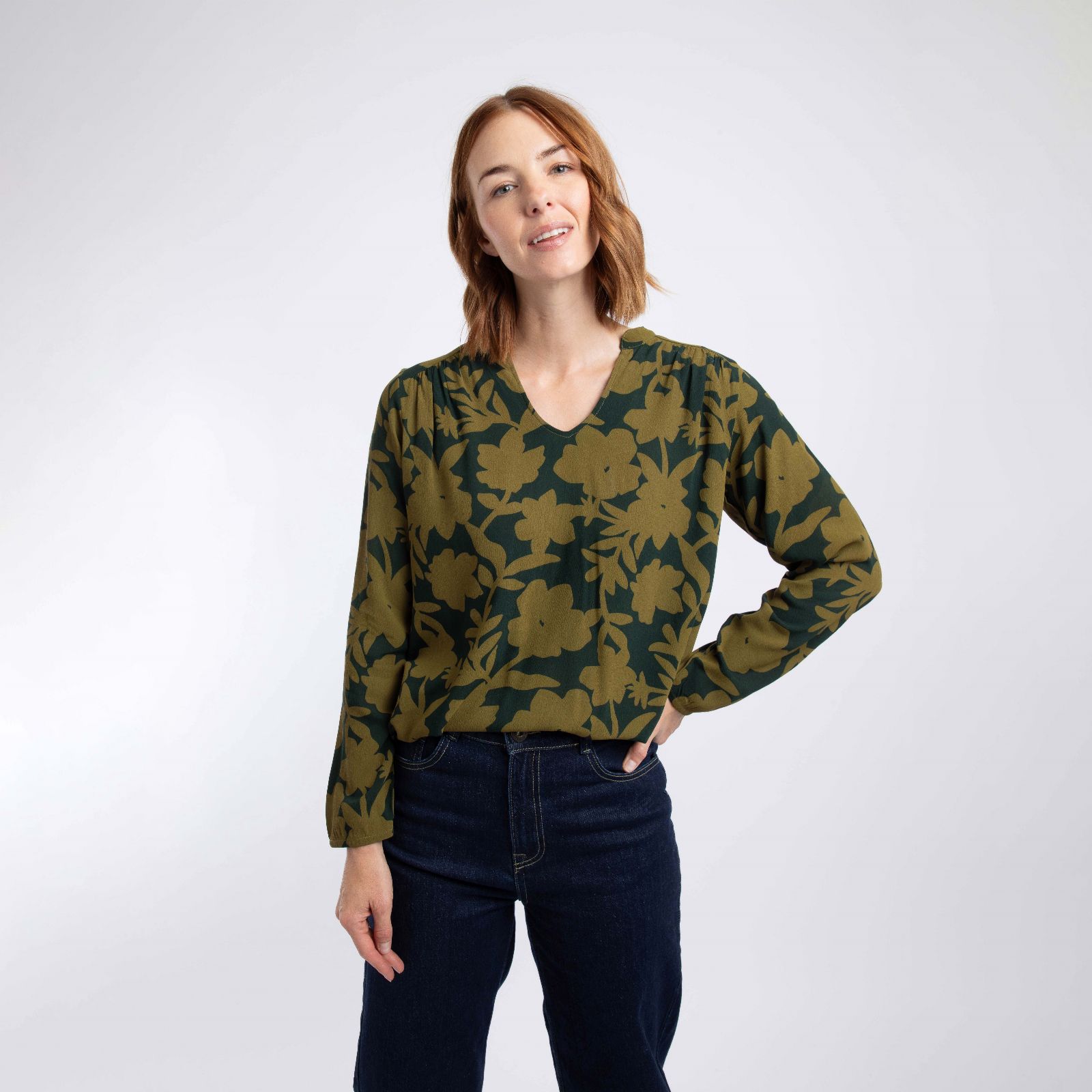 Weird Fish Louizon Crepe Viscose Printed V Neck Top