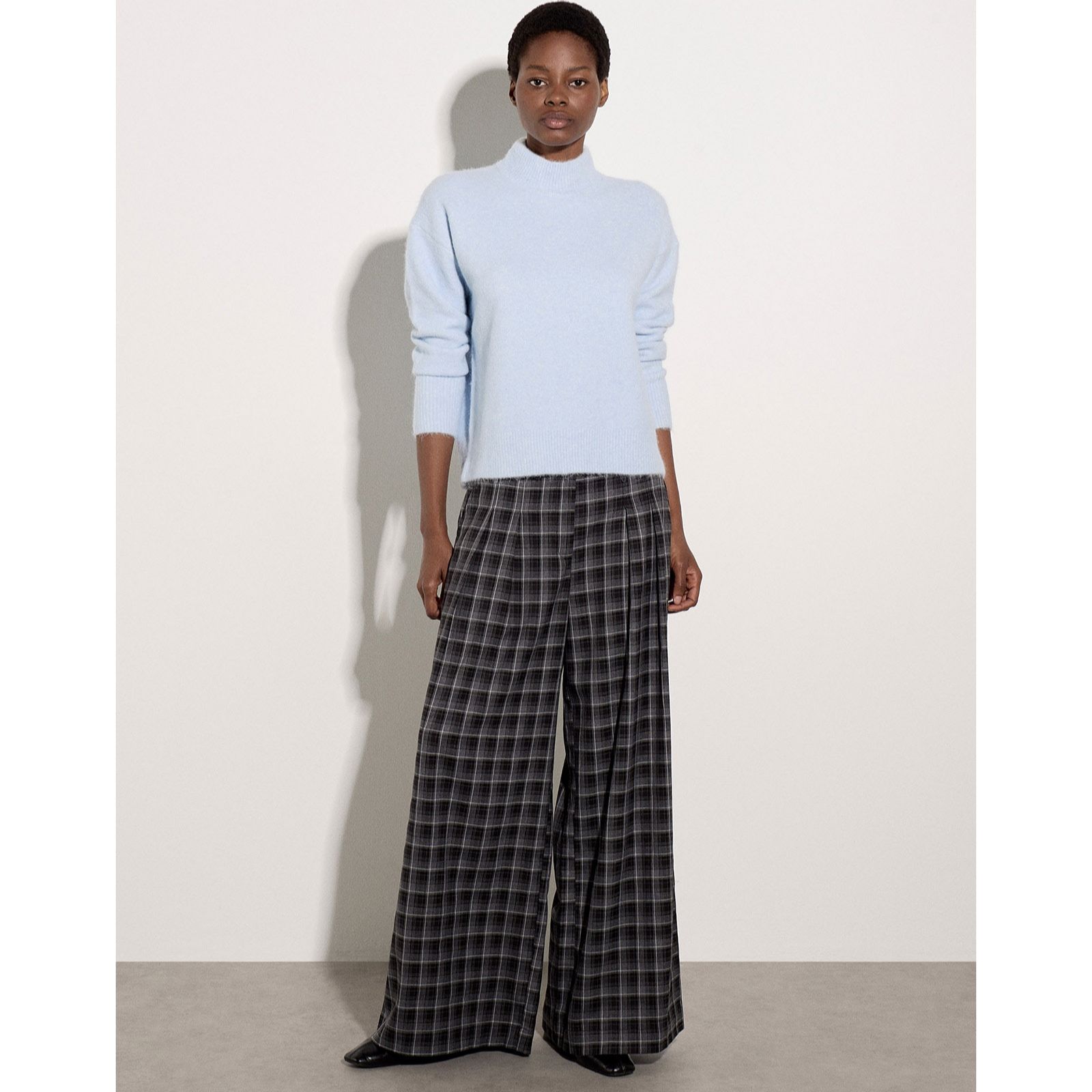 Apricot Window Check Wide Leg Trouser
