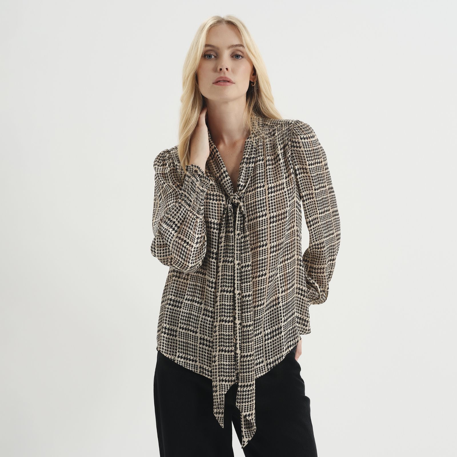 Finery London Mavis Satin Stripe Chiffon Blouse