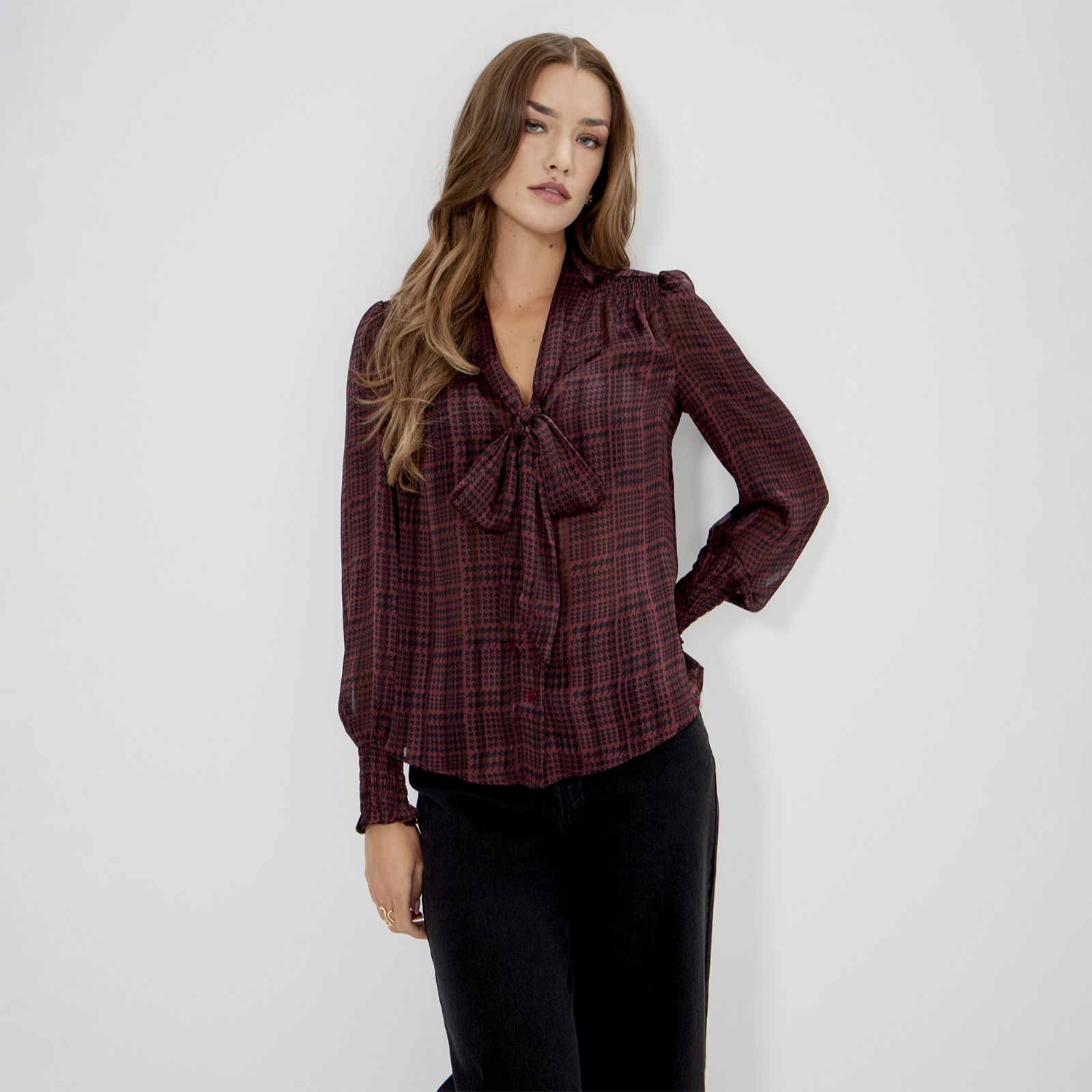 Finery London Mavis Satin Stripe Chiffon Blouse