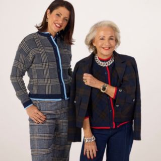 Helene Berman x Katy Checked Knitted Cardigan