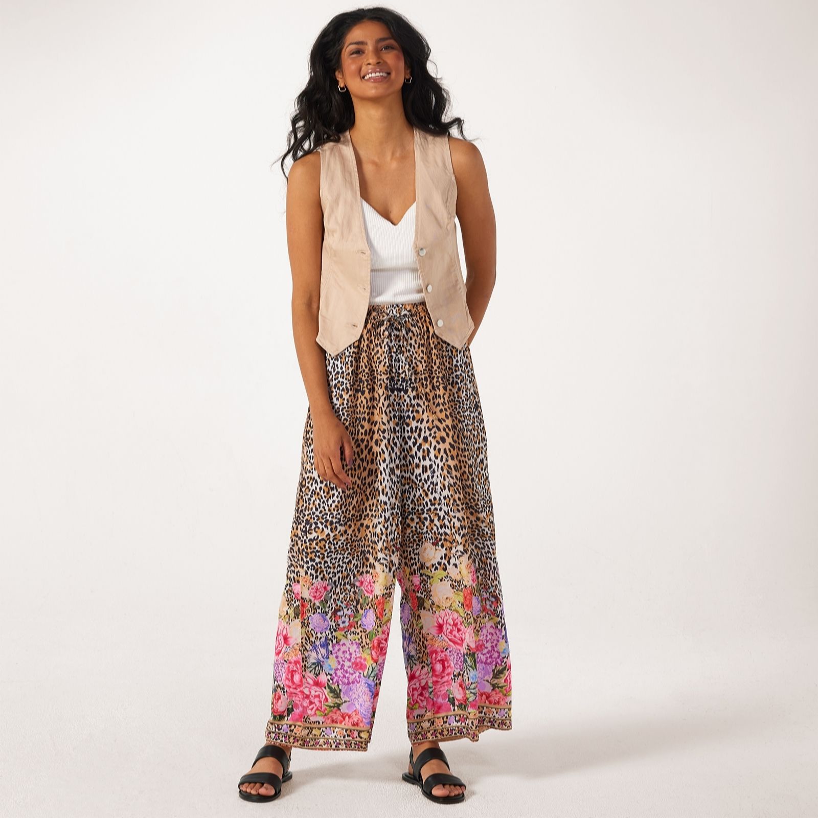 Frank Usher Wide Leg Printed Woven Trousers