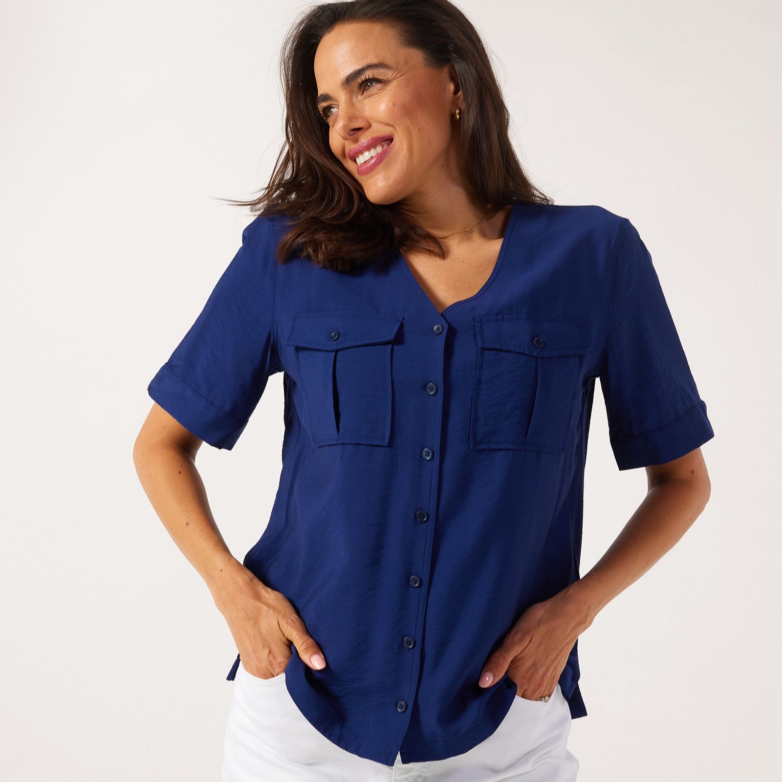 Ruth Langsford Collarless Plain Utility Blouse