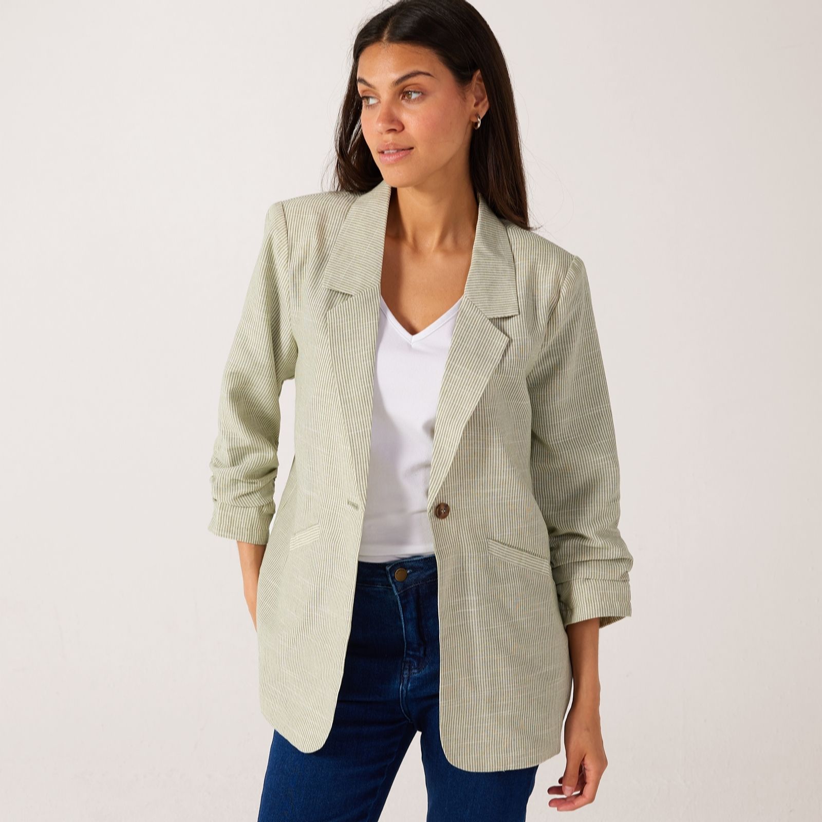 Izabel London Linen Blend Stripe Blazer