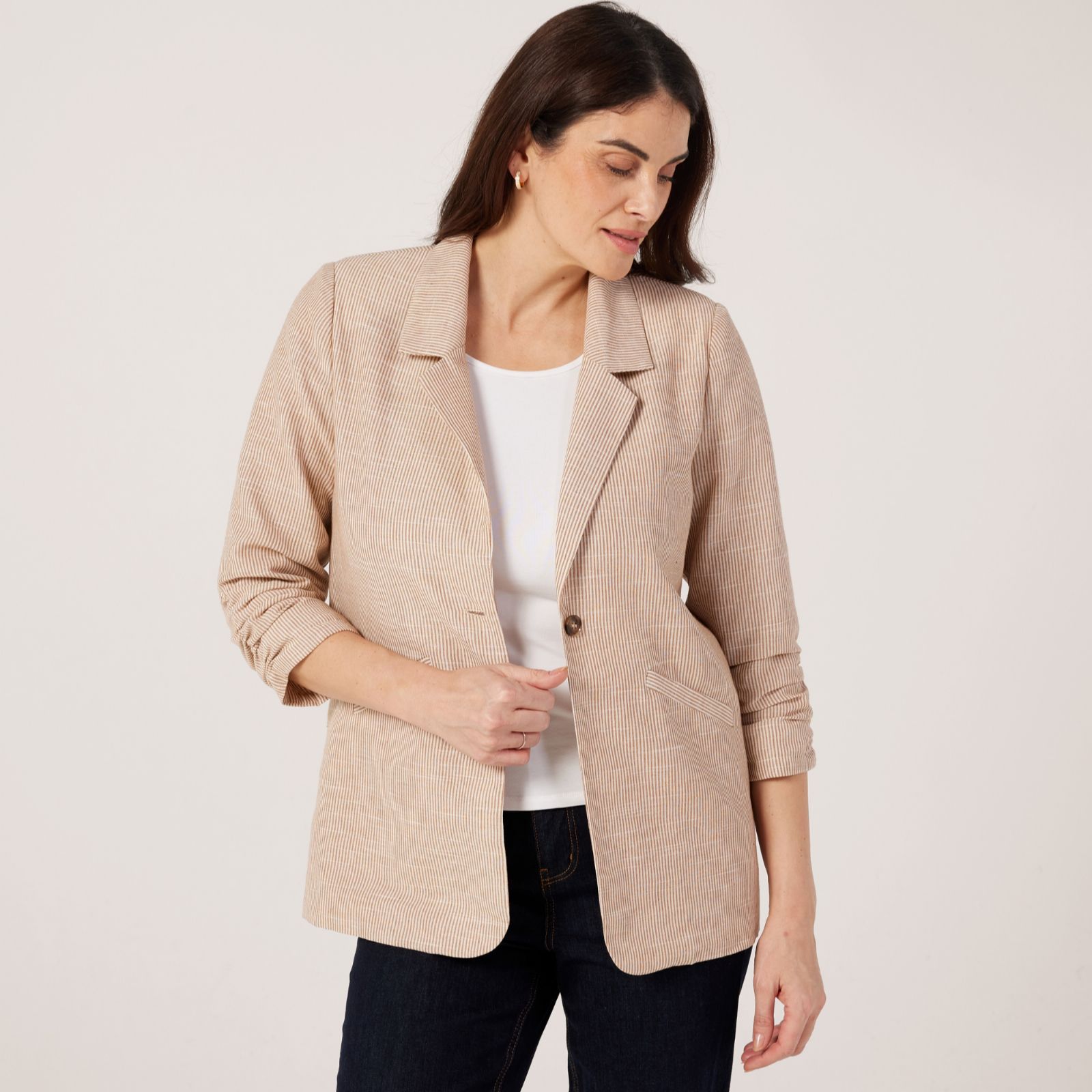 Izabel London Linen Blend Stripe Blazer