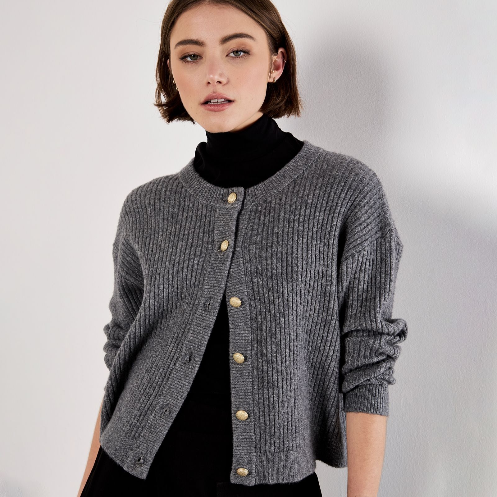 Apricot Gold Button Knitted Cardigan