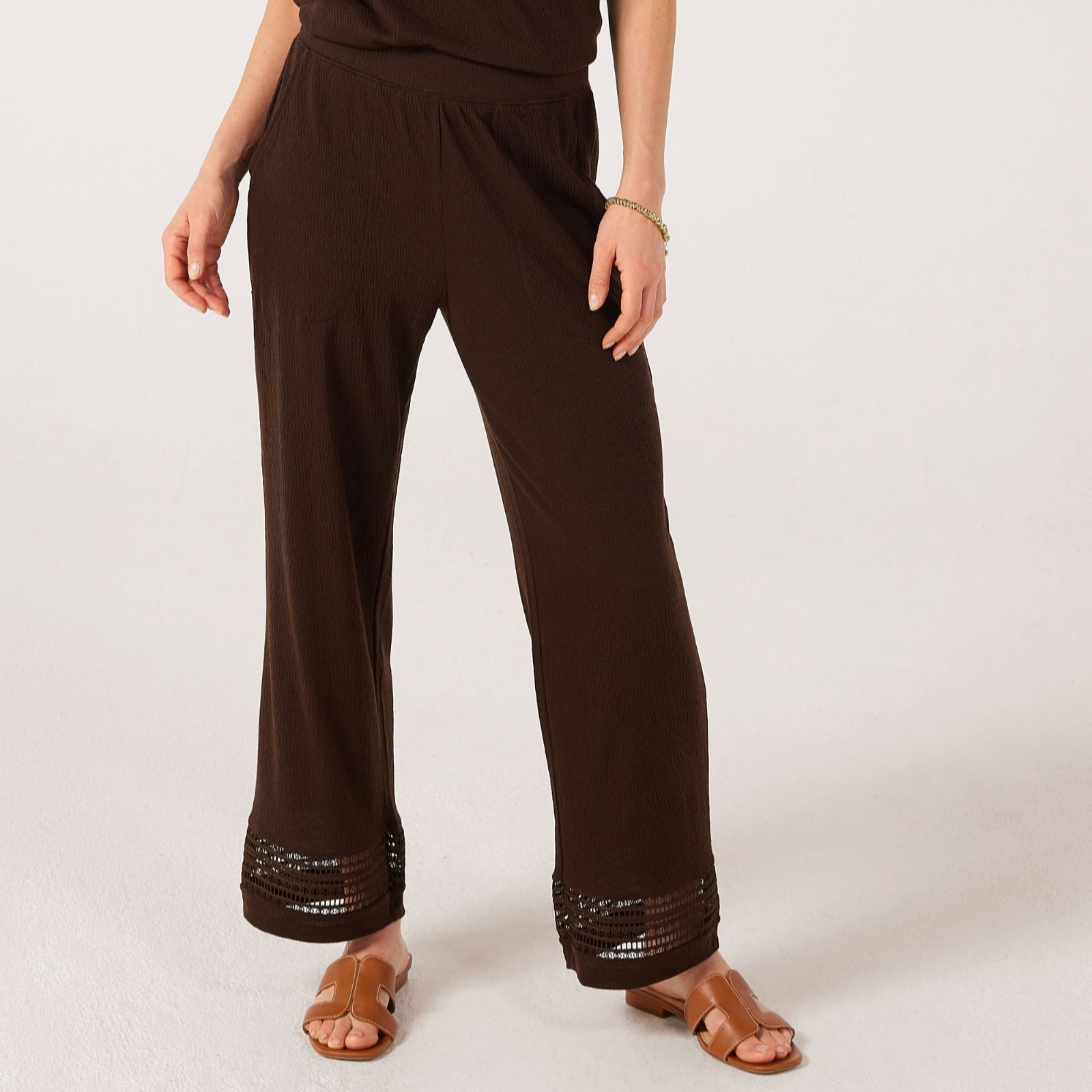 Denim & Co. Beach Knit Linen Blend Trousers Standard