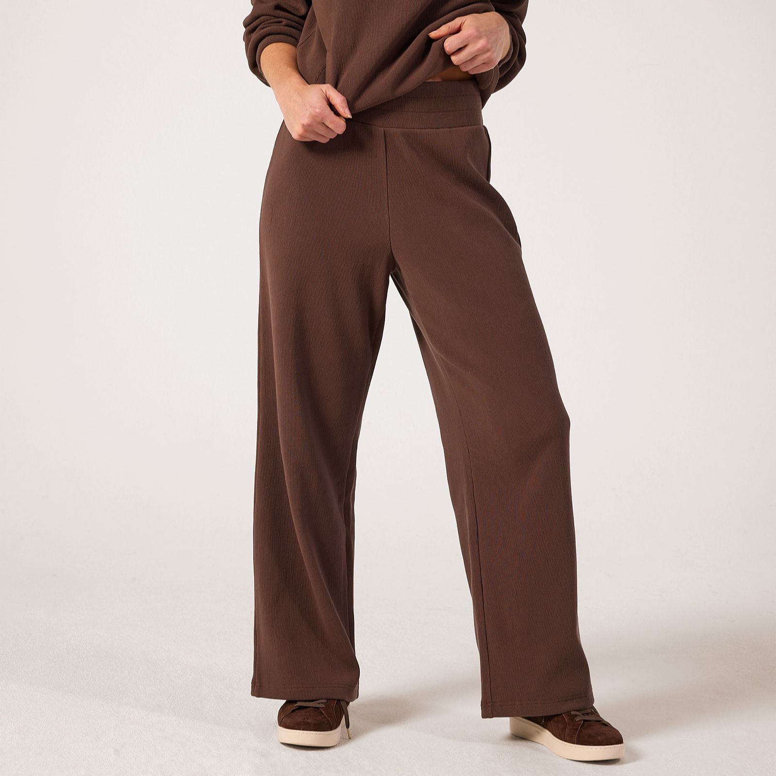 Denim & Co. Ribbed Wide-Leg Trousers Standard