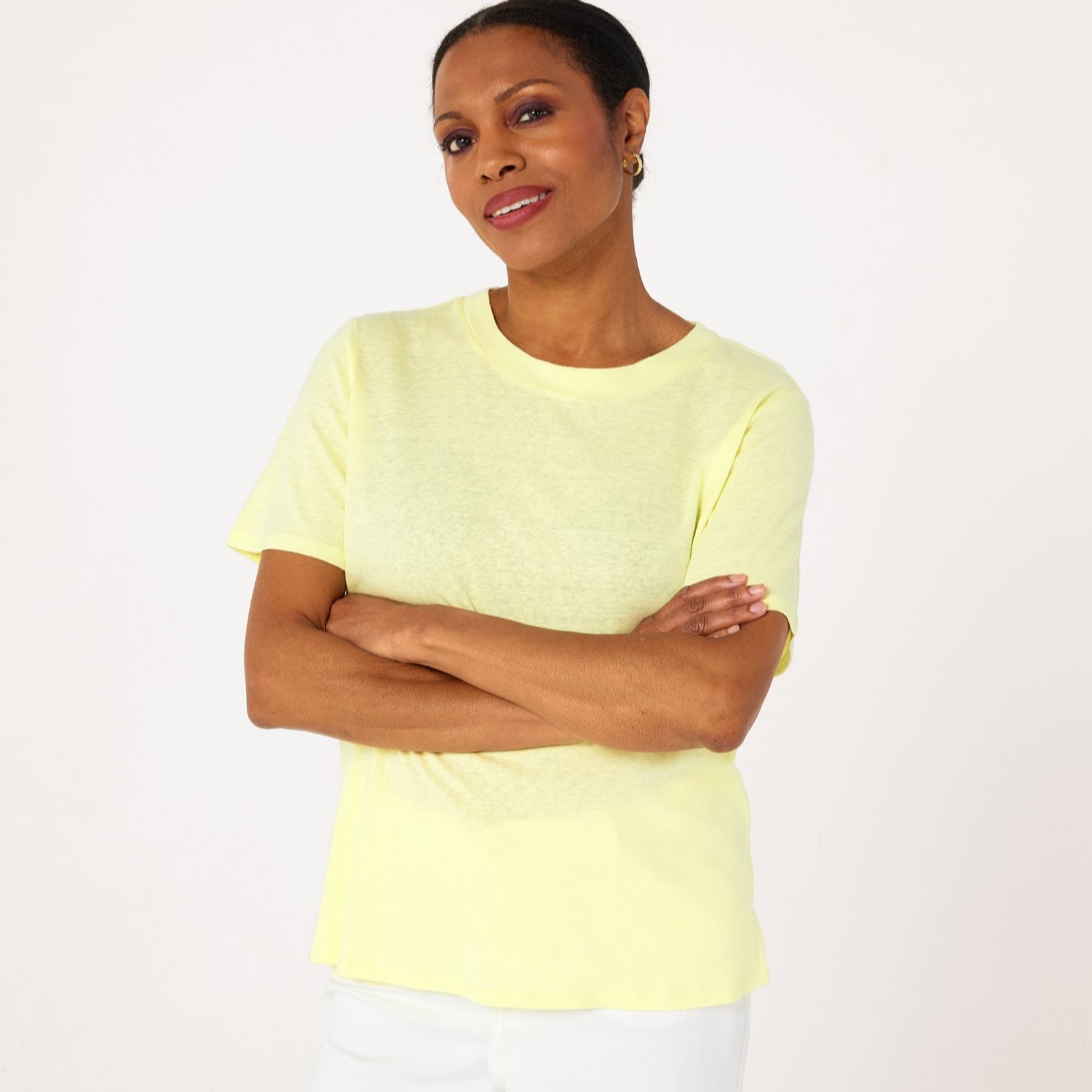 Ruth Langsford Linen Blend Crew Neck T-Shirt