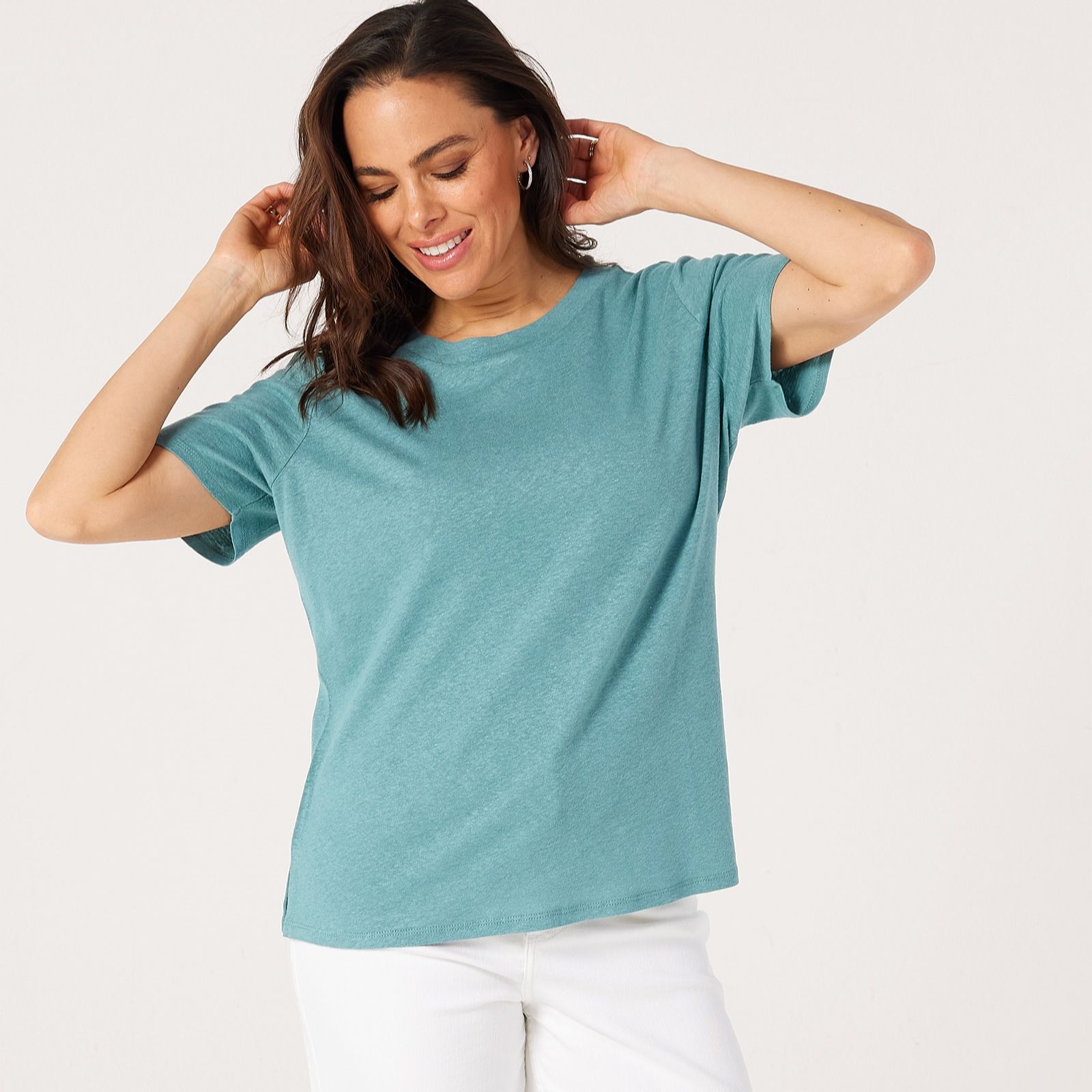 Ruth Langsford Linen Blend Crew Neck T-Shirt