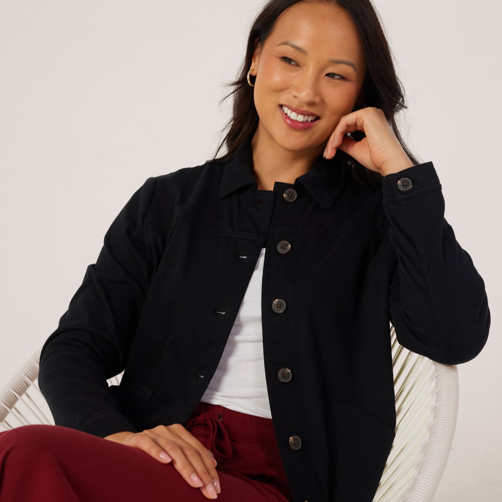 Denim & Co. Comfy Knit Collared Jacket