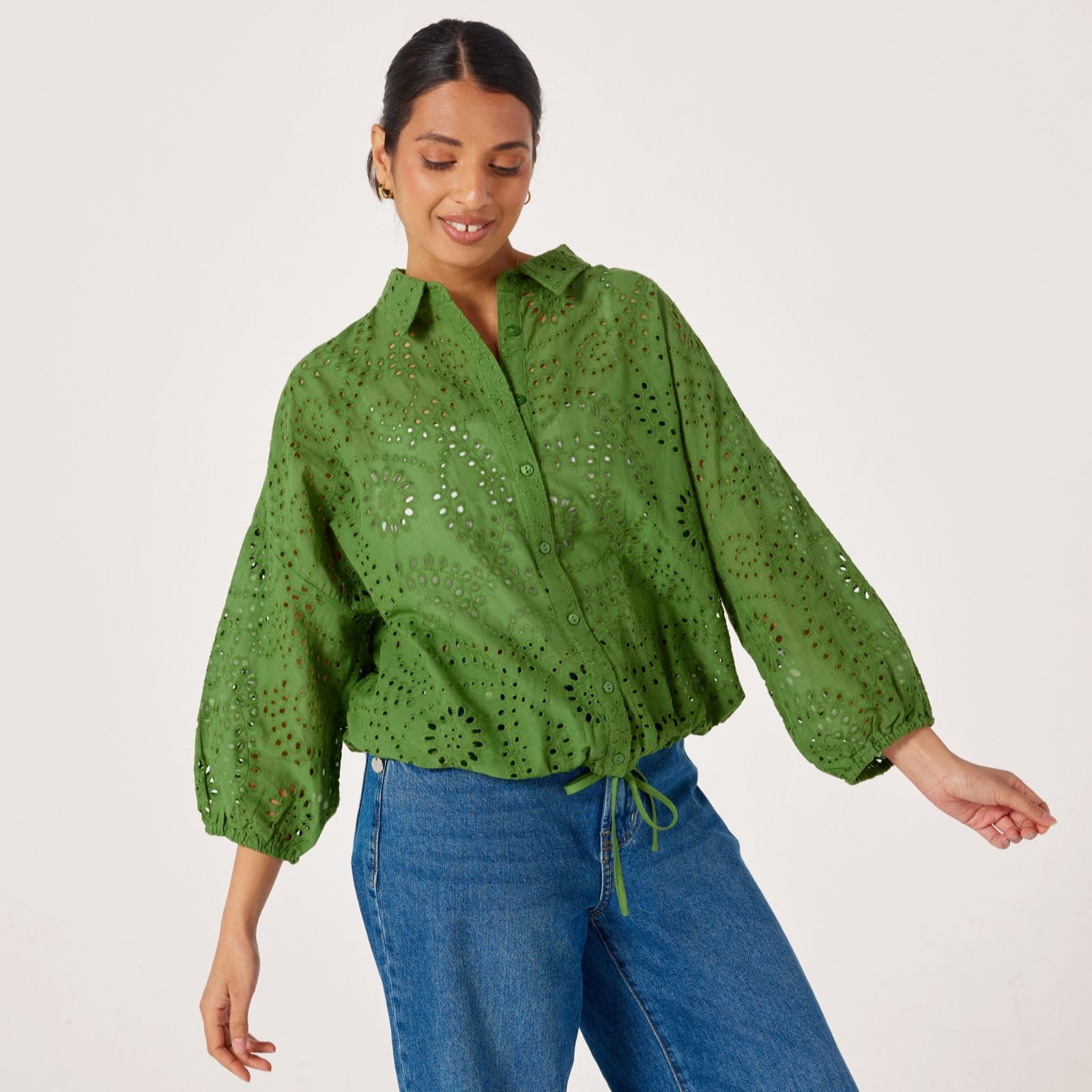 Malissa J Broderie Anglaise Shirt Tie Waist