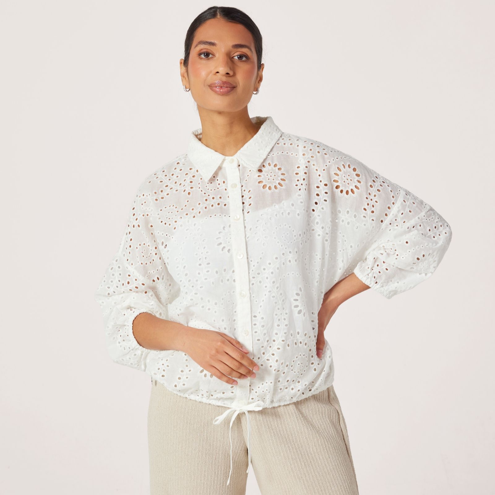Malissa J Broderie Anglaise Shirt Tie Waist