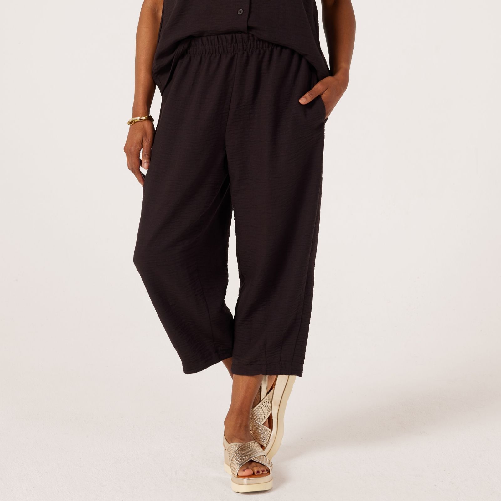 Kim & Co Linen Feel Cropped Mila Carrot Petite Trousers