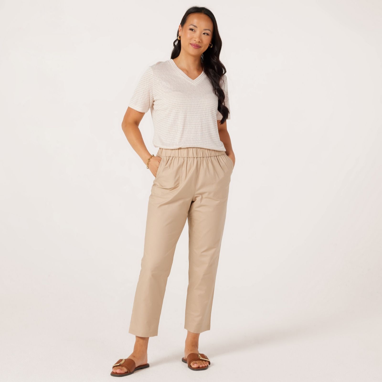 Ruth Langsford Cotton Tapered Trousers Petite