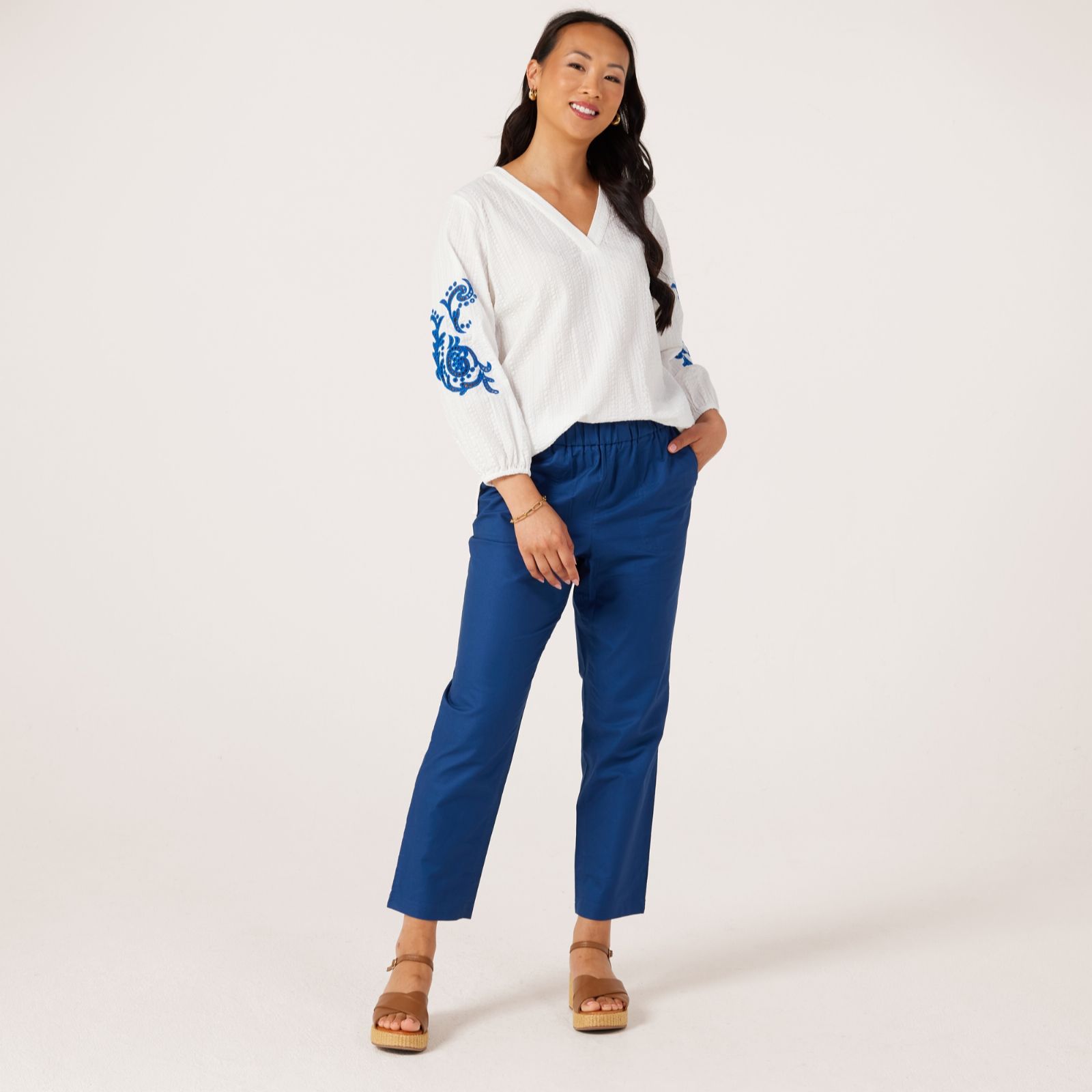 Ruth Langsford Cotton Tapered Trousers Petite