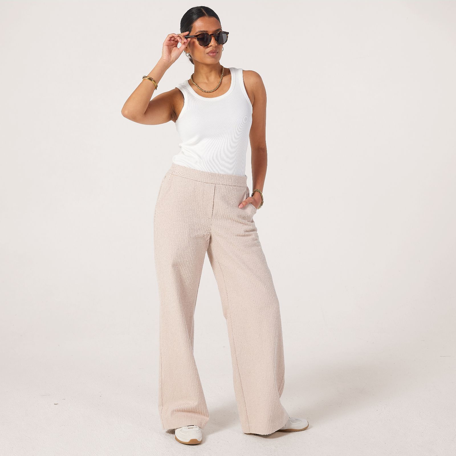 Helene Berman Denim Detail Classic Trouser with Stretch Waist