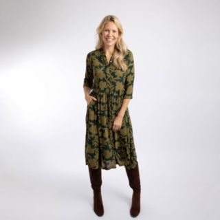 Weird Fish Hellen Crepe Viscose Printed Shirt Dress