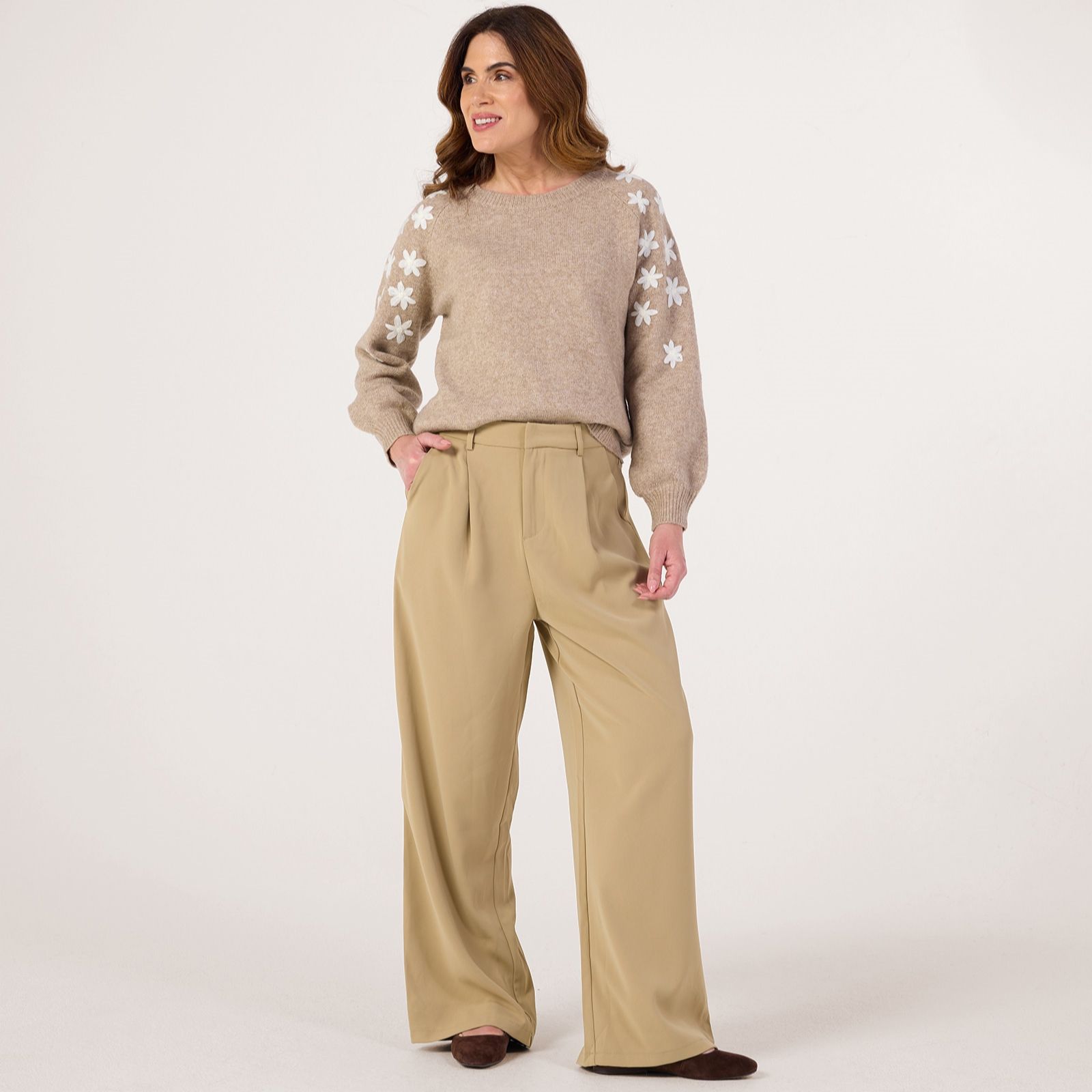 Izabel London Wide Leg Cotton Trousers