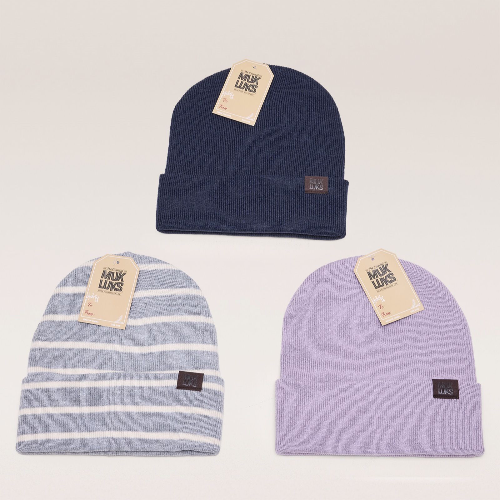 Muk Luks Pack of 3 Classic Beanie Hats