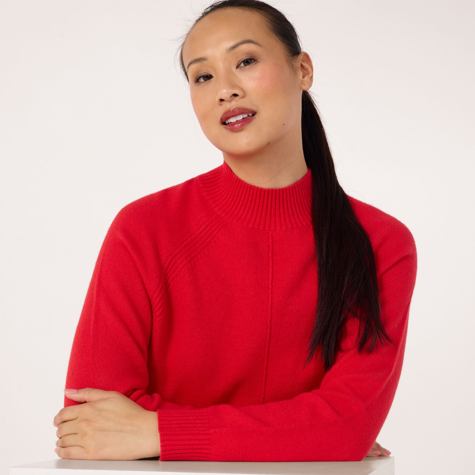 Denim & Co. Seam Detail Roll Neck Jumper