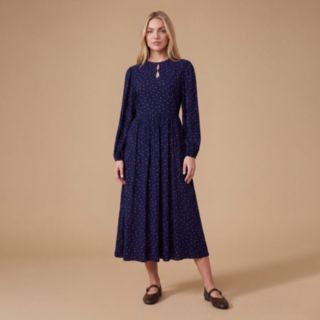 Dorothy Perkins Double Keyhole Blouson Sleeve Printed Midi Dress Standard