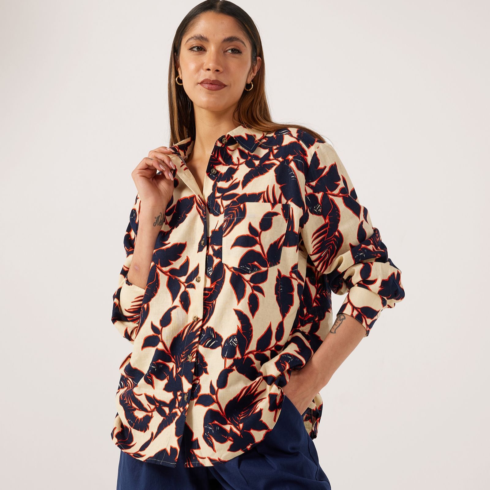 Ben De Lisi Printed Linen Blend Shirt