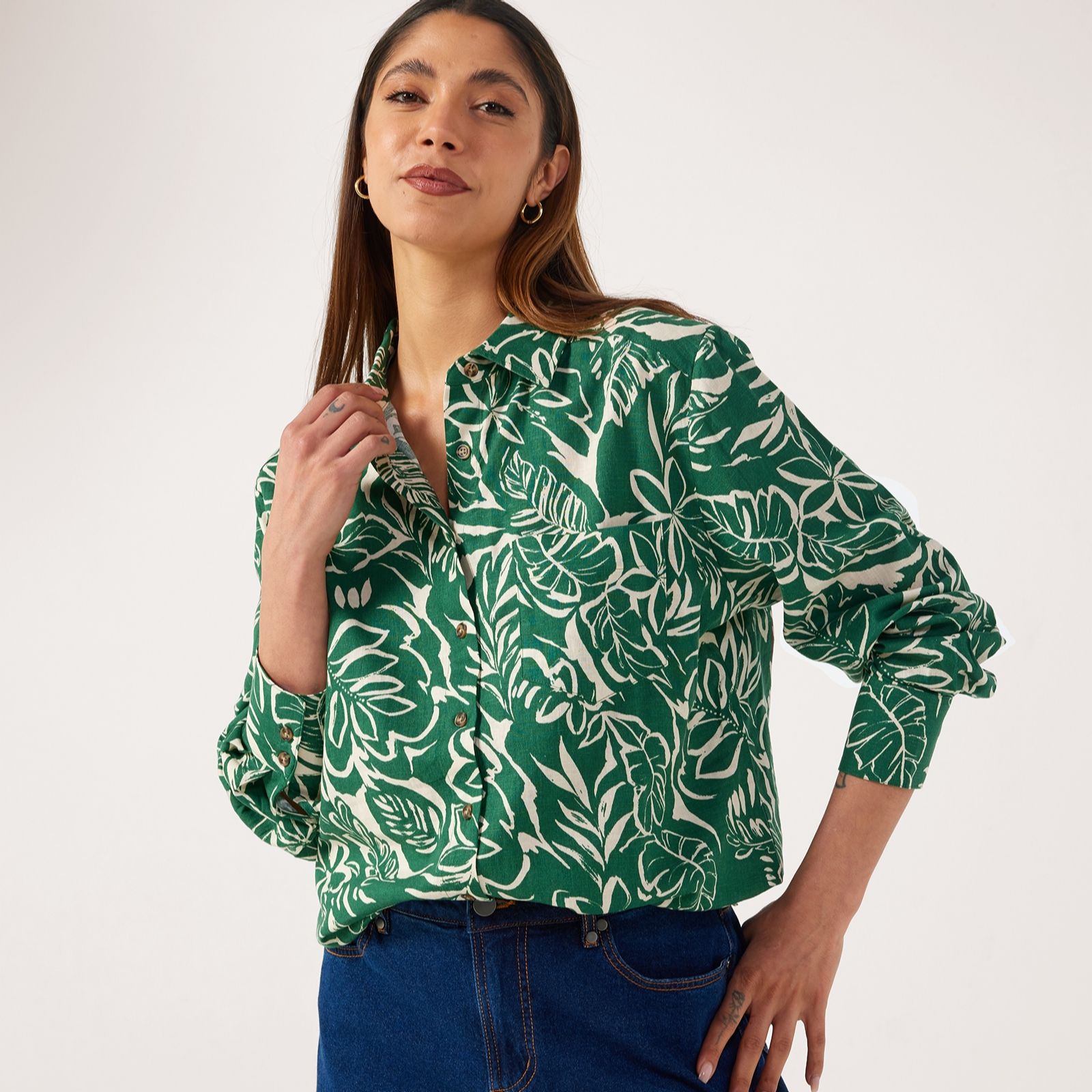 Ben De Lisi Printed Linen Blend Shirt