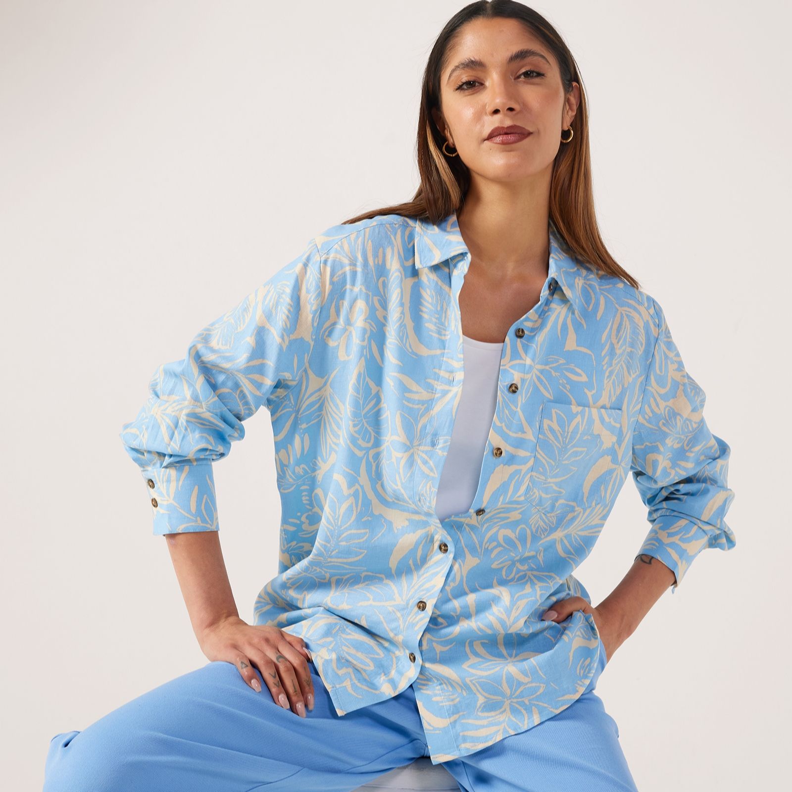 Ben De Lisi Printed Linen Blend Shirt
