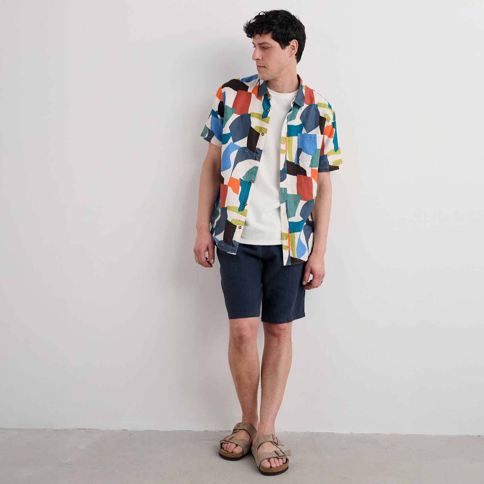 Seasalt Cornwall Men's Blue Heron Short Sleeve Shirt