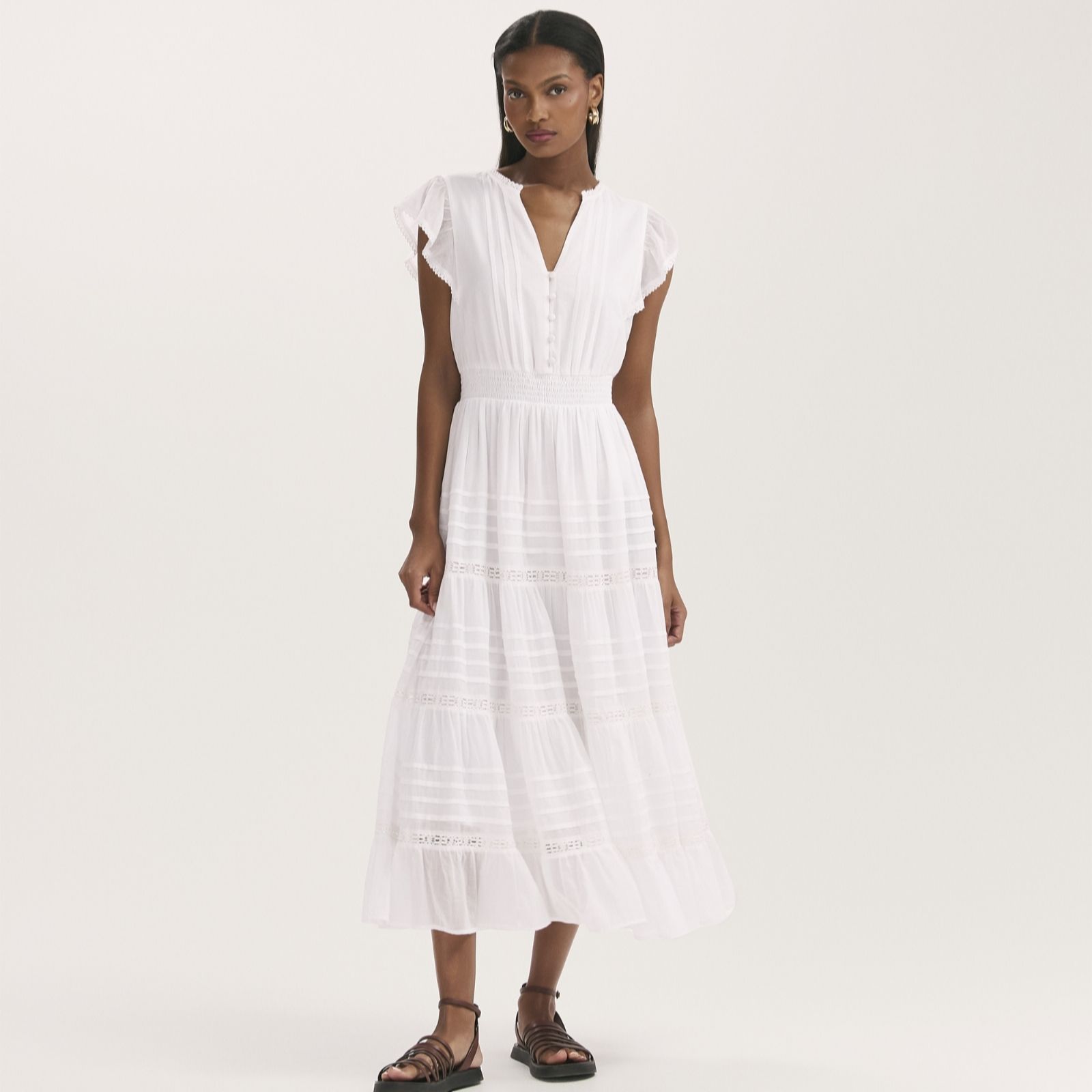 Finery London Jude Cotton Voile Tiered Dress
