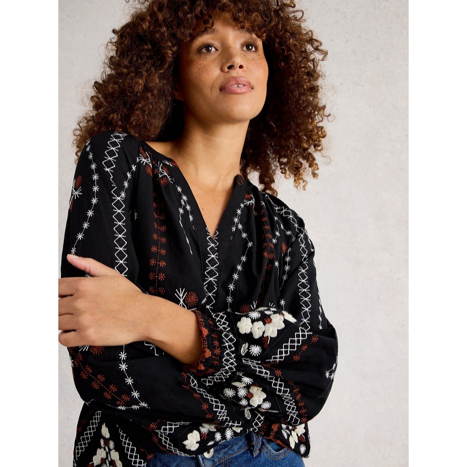 White Stuff Aurora Embroidered Top