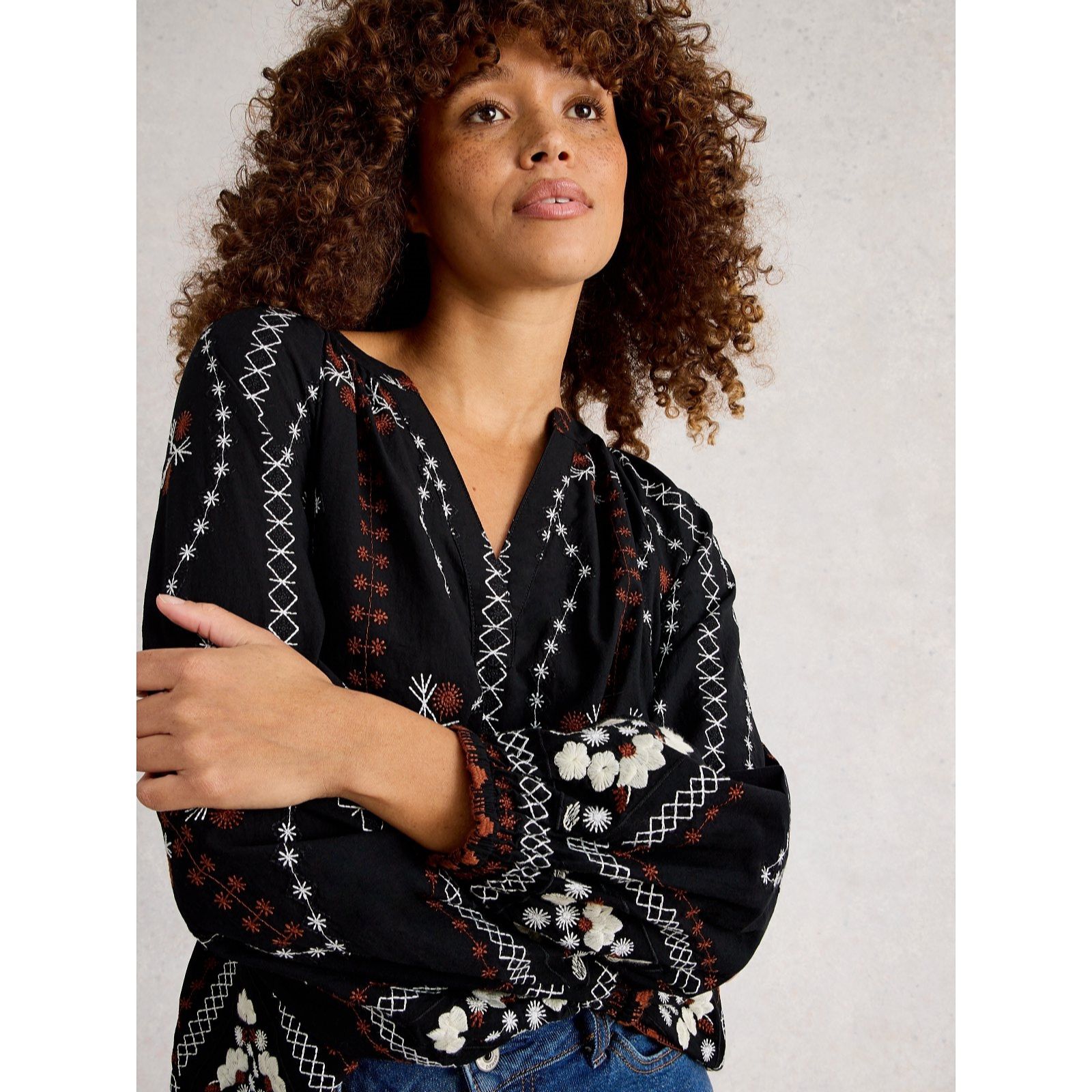 White Stuff Aurora Embroidered Top