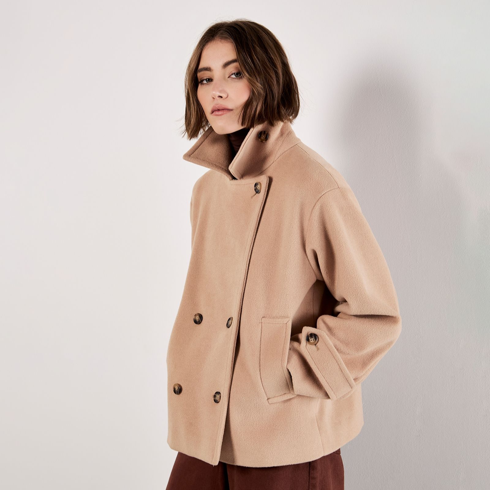 Apricot Tailored Short Trench Jacket