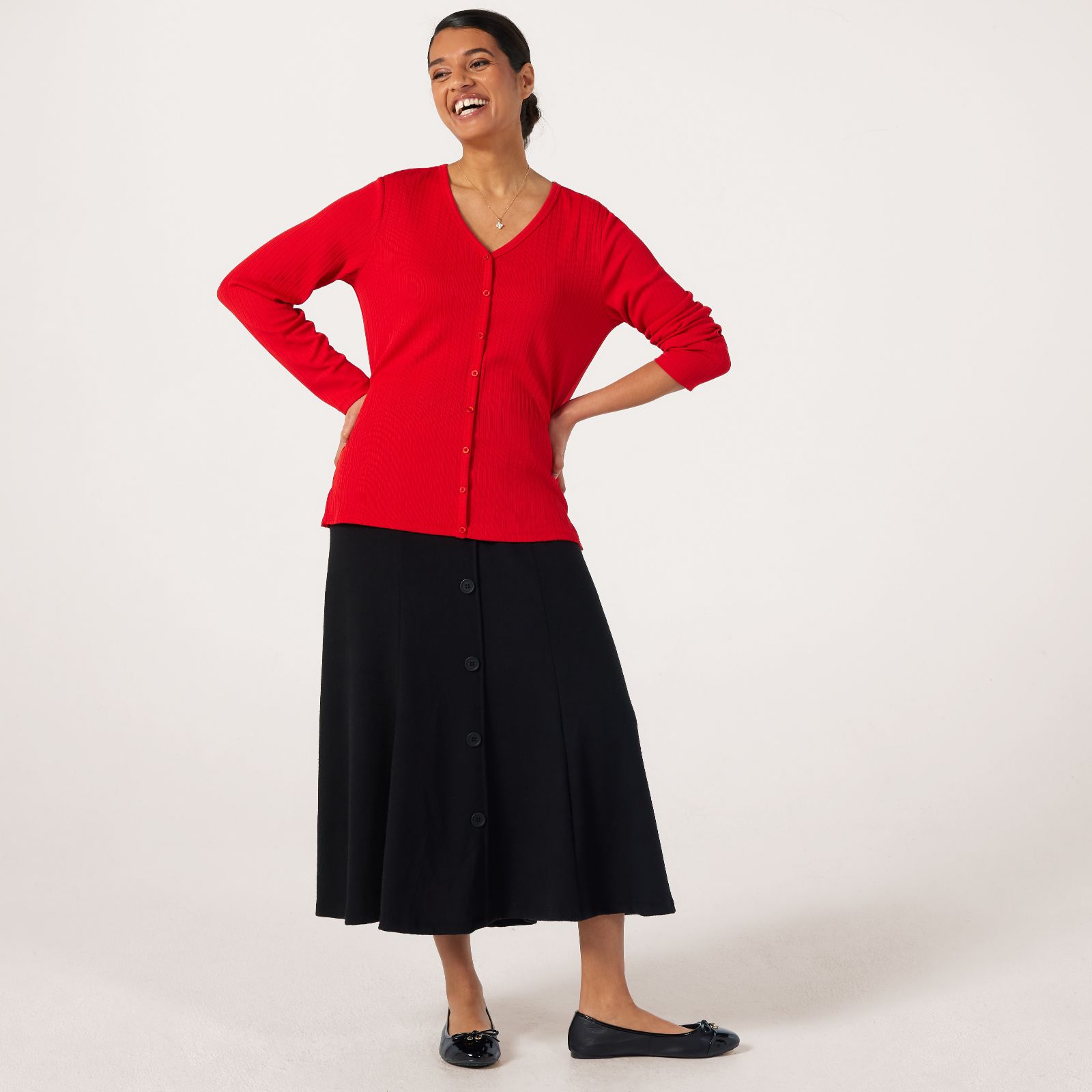 Kim & Co Soft Touch Skirt with Button Detail