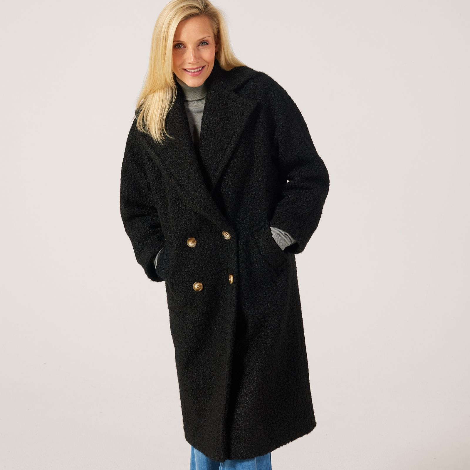 Helene Berman Soft-Touch Boucle Longline Coat