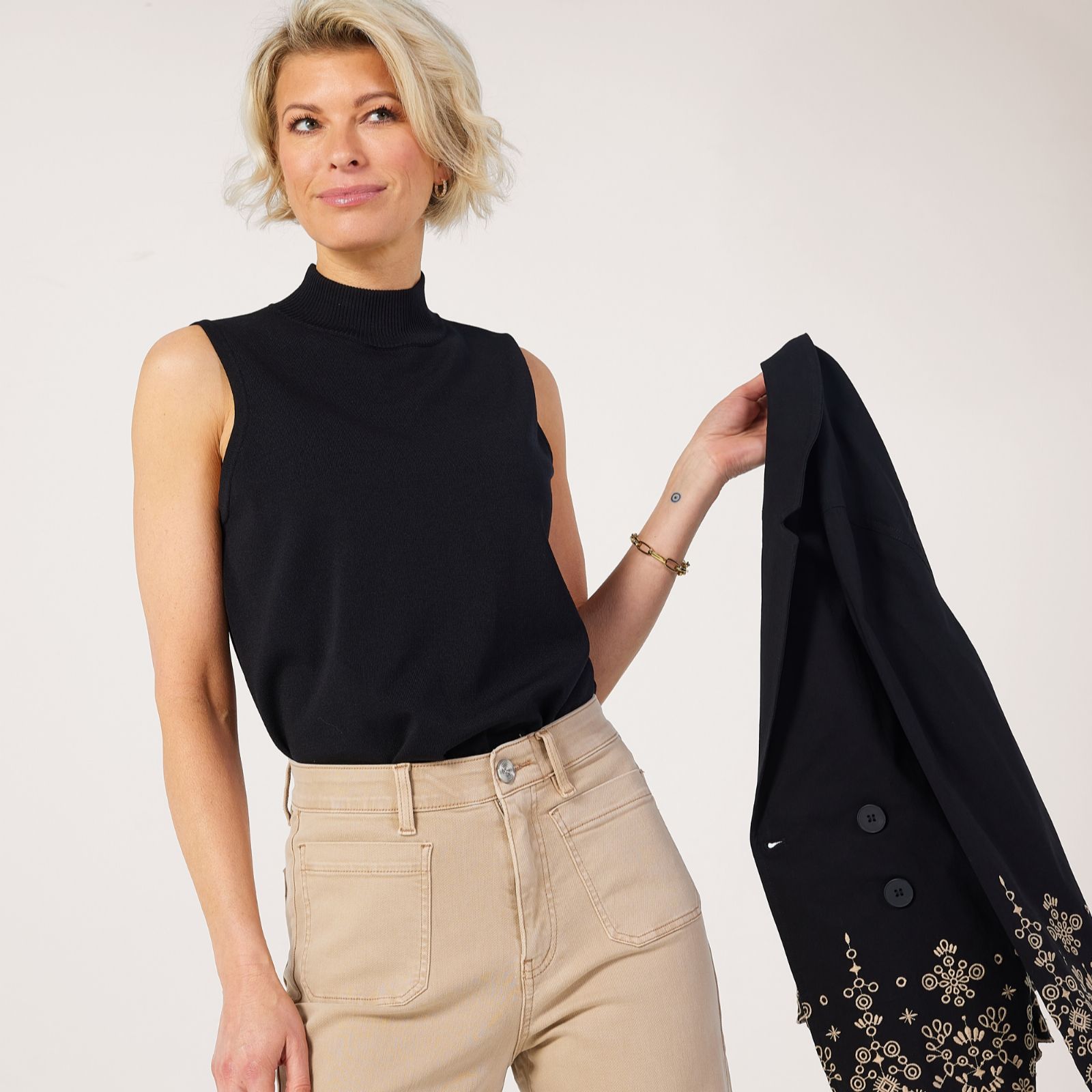 MarlaWynne Layers Sleeveless Mock Neck Jumper