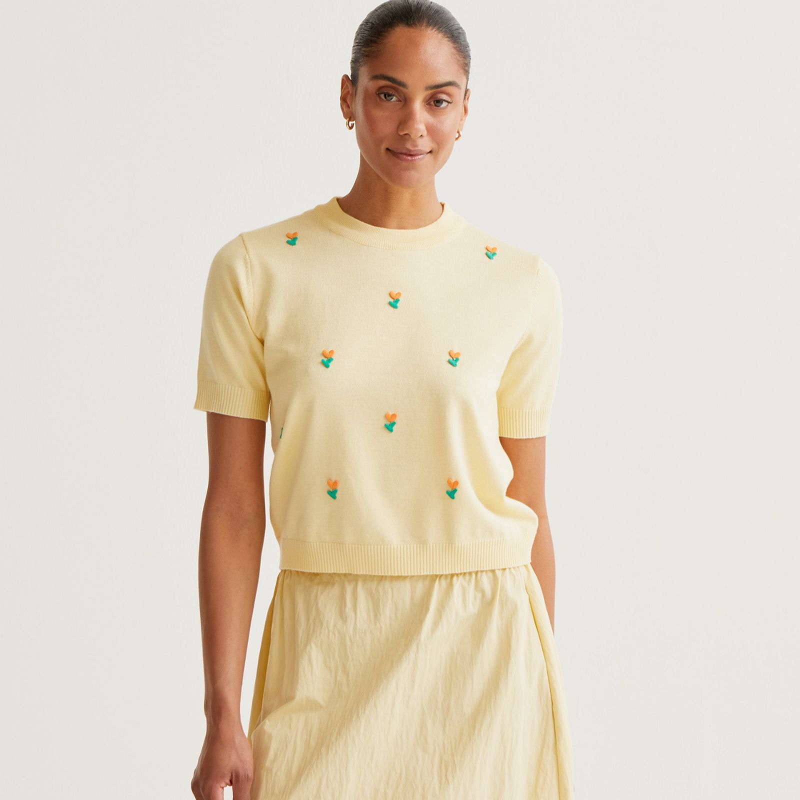 Compania Fantastica Short Sleeved Floral Jumper