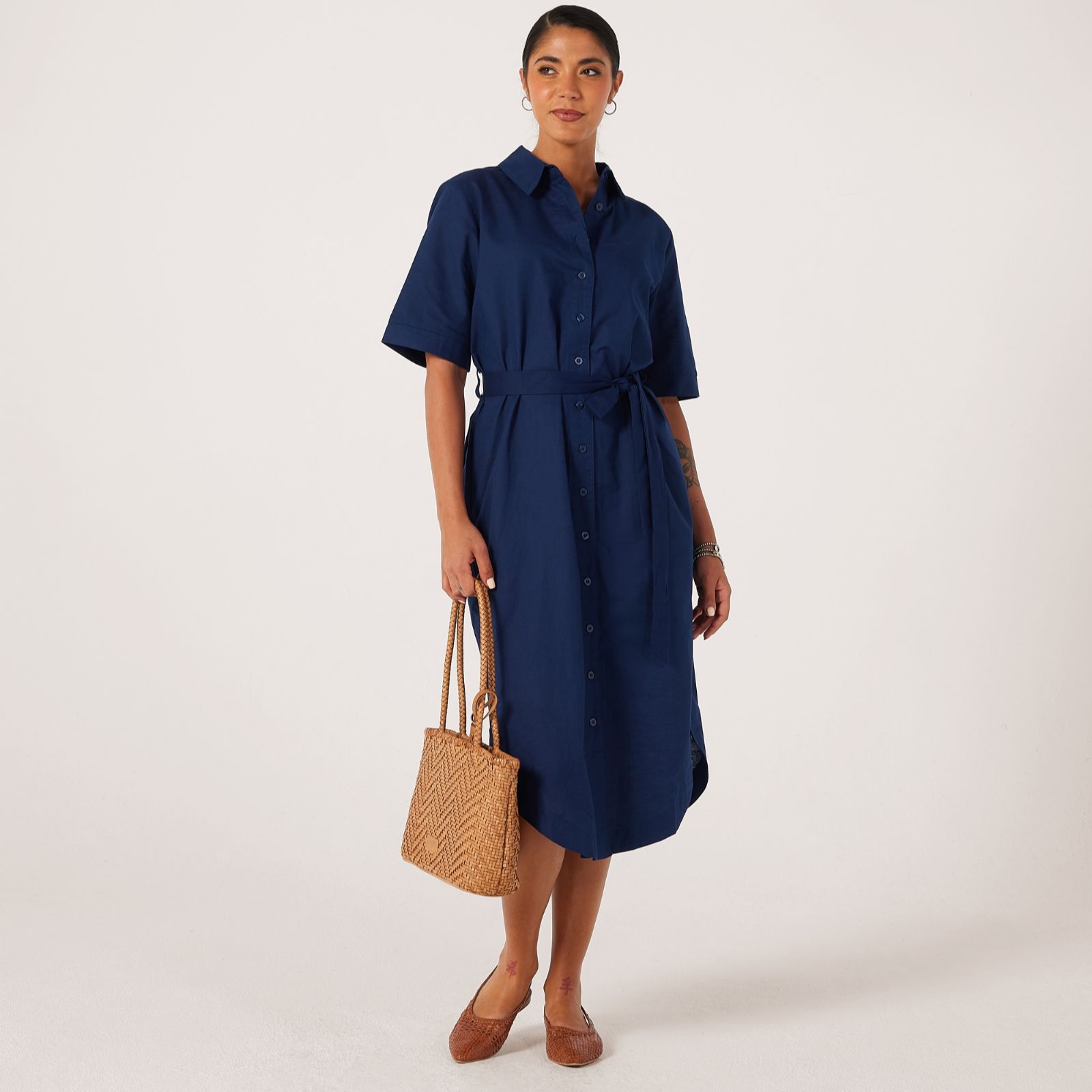 Izabel London Linen Blend Shirt Dress