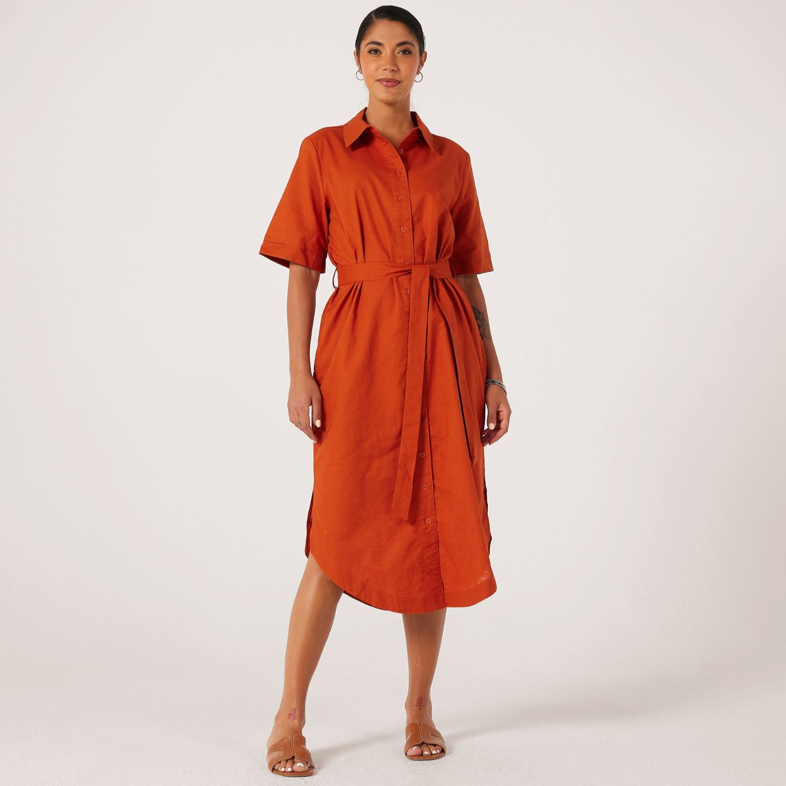 Izabel London Linen Blend Shirt Dress