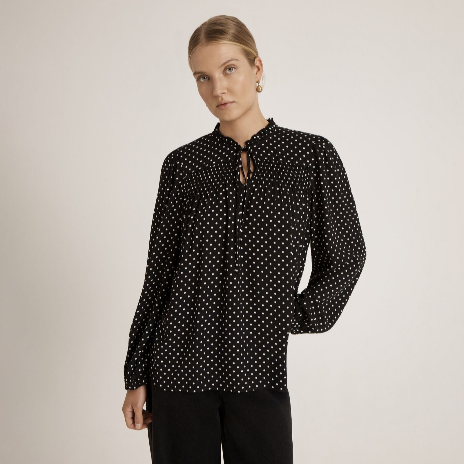 Finery Kiya Spot Tie Neck Blouse