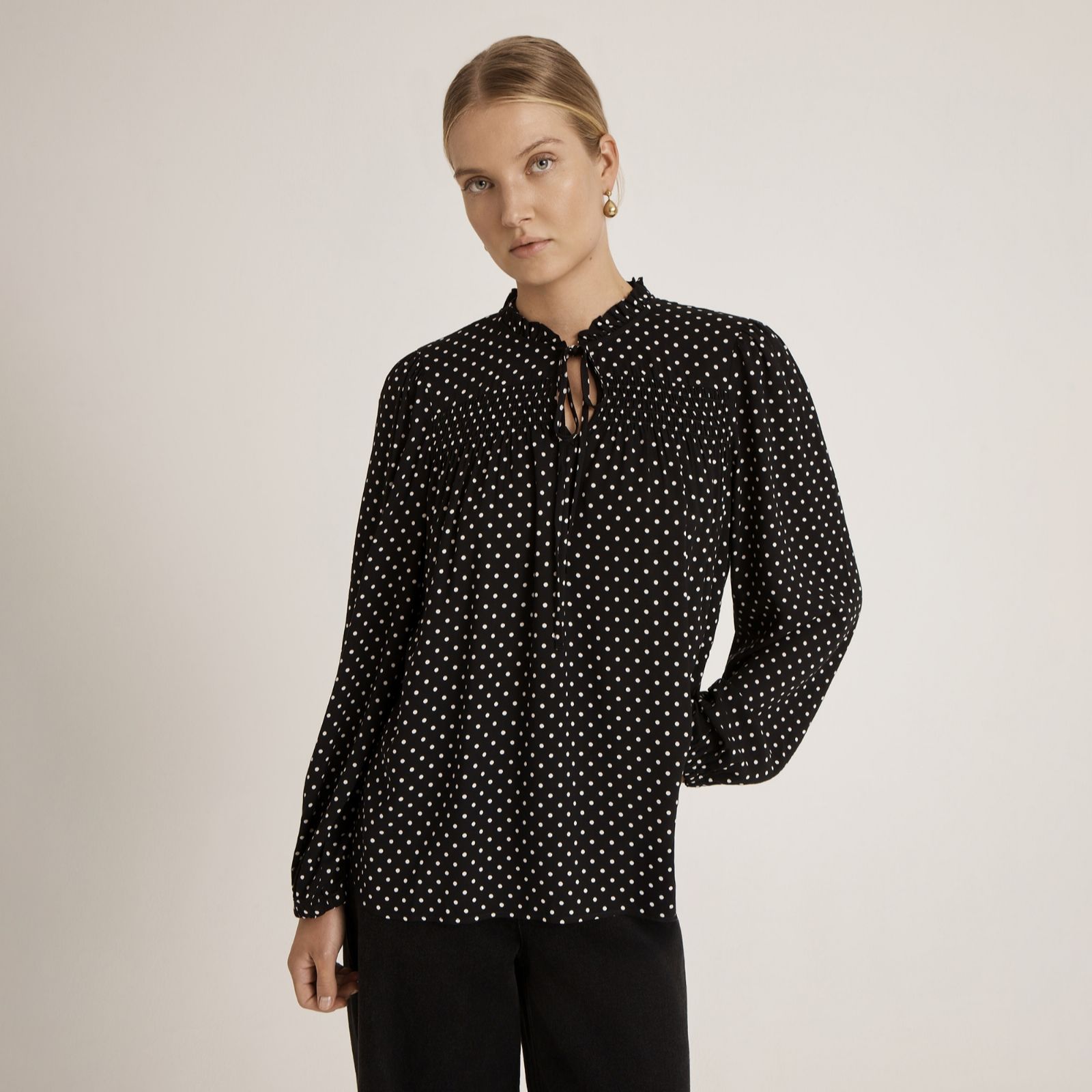 Finery Kiya Spot Tie Neck Blouse