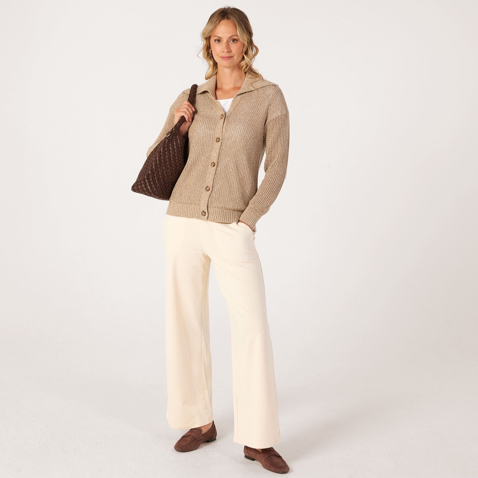 Denim & Co French Terry Wide Leg Trouser Petite