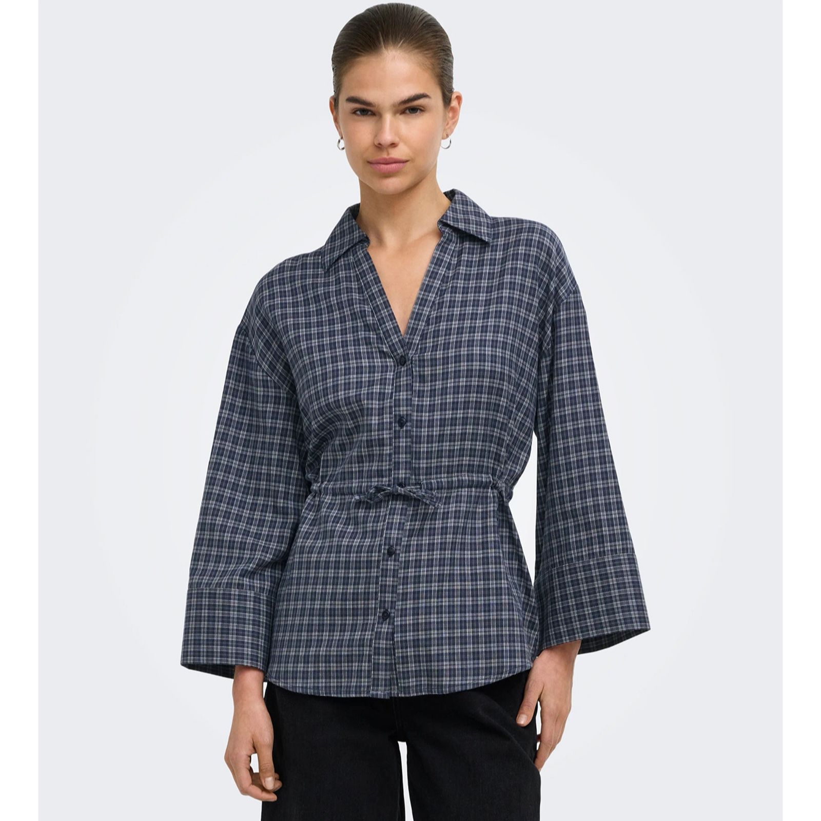 JDY Rikka Tie Waist Check Shirt